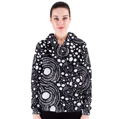 Circle Polka Dots Black White Women s Zipper Hoodie by Mariart