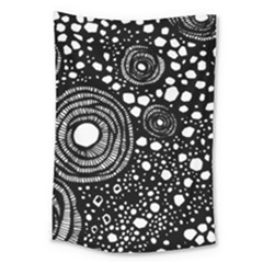 Circle Polka Dots Black White Large Tapestry by Mariart