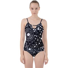 Circle Polka Dots Black White Cut Out Top Tankini Set