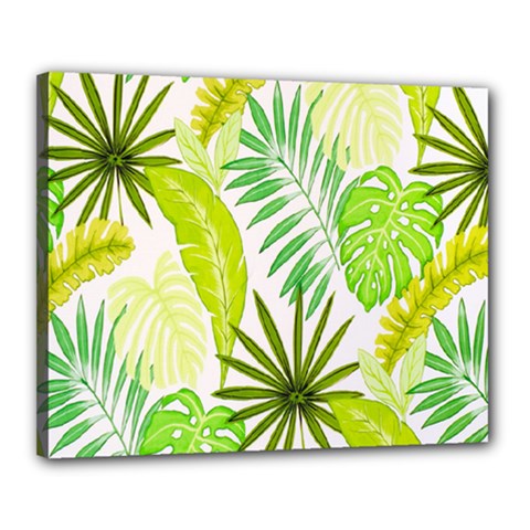 Amazon Forest Natural Green Yellow Leaf Canvas 20  X 16  by Mariart