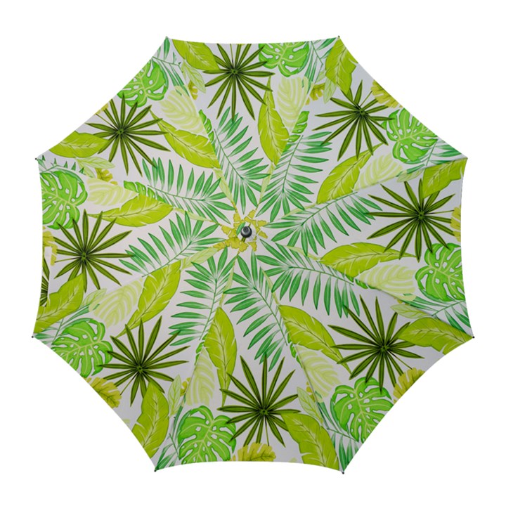 Amazon Forest Natural Green Yellow Leaf Golf Umbrellas