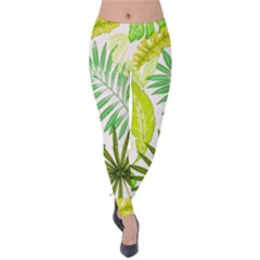 Amazon Forest Natural Green Yellow Leaf Velvet Leggings by Mariart