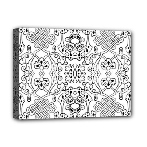 Black Psychedelic Pattern Deluxe Canvas 16  X 12   by Mariart