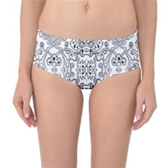 Black Psychedelic Pattern Mid-waist Bikini Bottoms