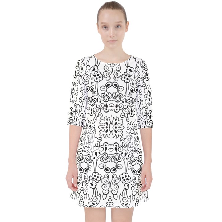 Black Psychedelic Pattern Pocket Dress