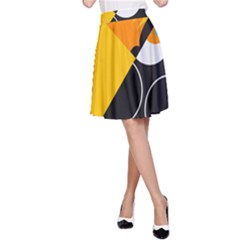 Cute Toucan Bird Cartoon Yellow Black A-Line Skirt