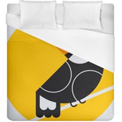 Cute Toucan Bird Cartoon Yellow Black Duvet Cover (King Size)