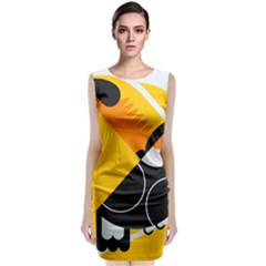 Cute Toucan Bird Cartoon Yellow Black Classic Sleeveless Midi Dress