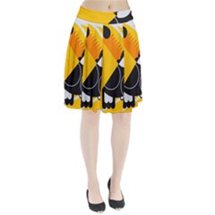 Cute Toucan Bird Cartoon Yellow Black Pleated Skirt