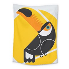 Cute Toucan Bird Cartoon Yellow Black Medium Tapestry