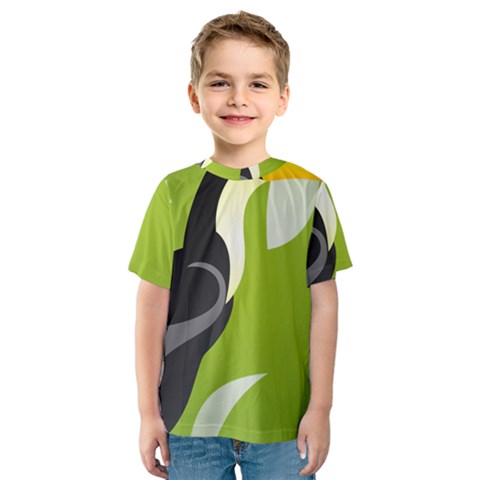 Cute Toucan Bird Cartoon Fly Yellow Green Black Animals Kids  Sport Mesh Tee by Mariart