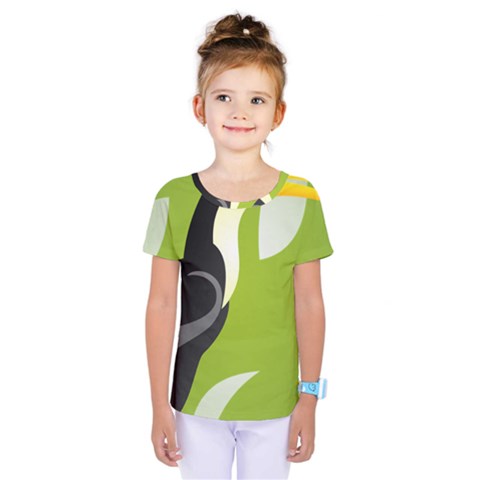 Cute Toucan Bird Cartoon Fly Yellow Green Black Animals Kids  One Piece Tee by Mariart