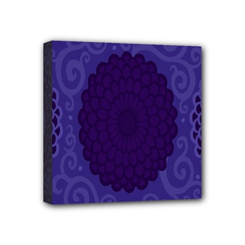 Flower Floral Sunflower Blue Purple Leaf Wave Chevron Beauty Sexy Mini Canvas 4  X 4  by Mariart