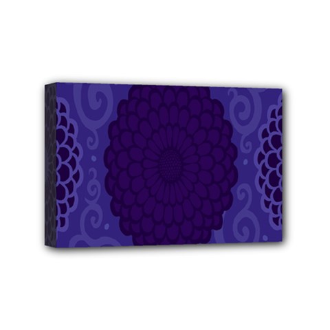 Flower Floral Sunflower Blue Purple Leaf Wave Chevron Beauty Sexy Mini Canvas 6  X 4  by Mariart
