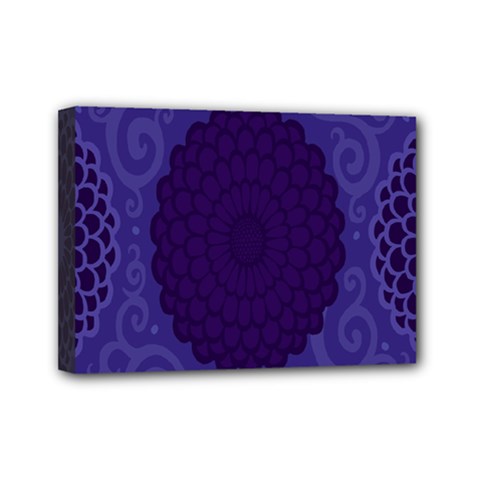 Flower Floral Sunflower Blue Purple Leaf Wave Chevron Beauty Sexy Mini Canvas 7  X 5 