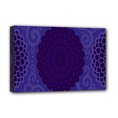 Flower Floral Sunflower Blue Purple Leaf Wave Chevron Beauty Sexy Deluxe Canvas 18  X 12  