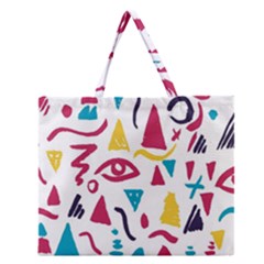 Eye Triangle Wave Chevron Red Yellow Blue Zipper Large Tote Bag by Mariart