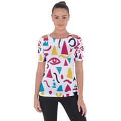 Eye Triangle Wave Chevron Red Yellow Blue Short Sleeve Top