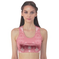 Flower Floral Leaf Pink Star Sunflower Sports Bra by Mariart