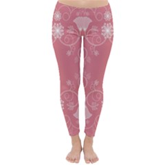 Flower Floral Leaf Pink Star Sunflower Classic Winter Leggings by Mariart