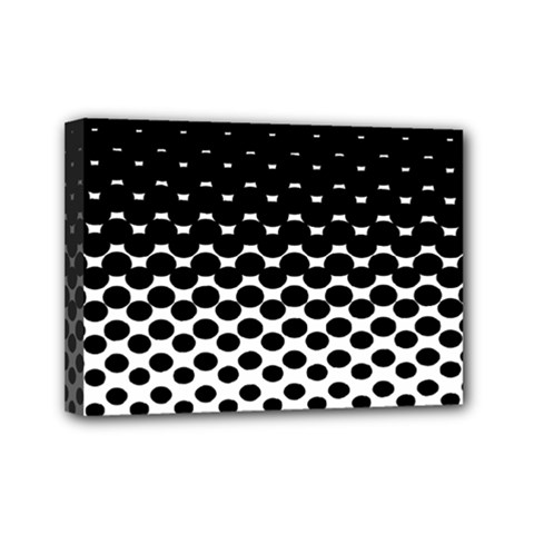 Gradient Circle Round Black Polka Mini Canvas 7  x 5 