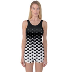 Gradient Circle Round Black Polka One Piece Boyleg Swimsuit