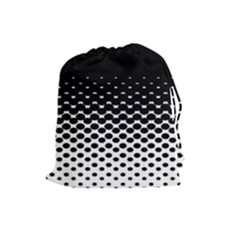 Gradient Circle Round Black Polka Drawstring Pouches (Large) 