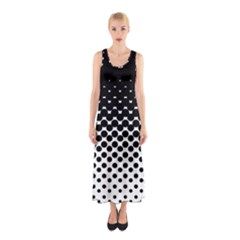 Gradient Circle Round Black Polka Sleeveless Maxi Dress