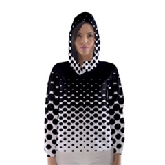 Gradient Circle Round Black Polka Hooded Wind Breaker (Women)