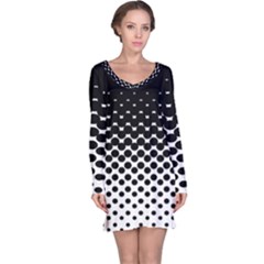 Gradient Circle Round Black Polka Long Sleeve Nightdress