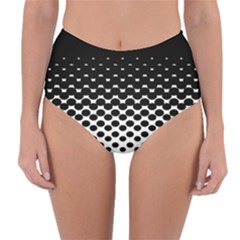 Gradient Circle Round Black Polka Reversible High-Waist Bikini Bottoms