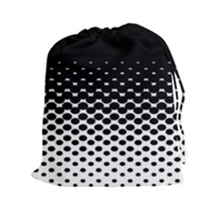 Gradient Circle Round Black Polka Drawstring Pouches (XXL)