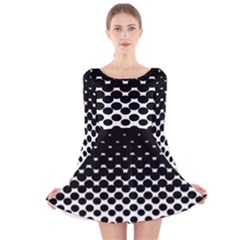 Gradient Circle Round Black Polka Long Sleeve Velvet Skater Dress