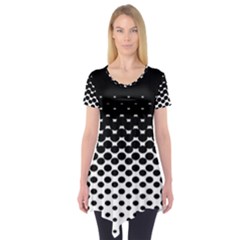 Gradient Circle Round Black Polka Short Sleeve Tunic 