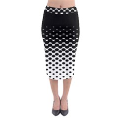 Gradient Circle Round Black Polka Midi Pencil Skirt