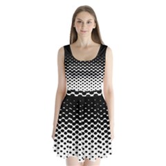 Gradient Circle Round Black Polka Split Back Mini Dress 