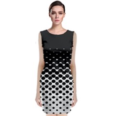 Gradient Circle Round Black Polka Sleeveless Velvet Midi Dress