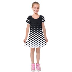 Gradient Circle Round Black Polka Kids  Short Sleeve Velvet Dress