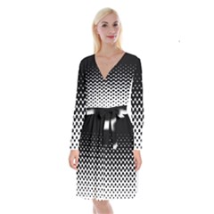 Gradient Circle Round Black Polka Long Sleeve Velvet Front Wrap Dress