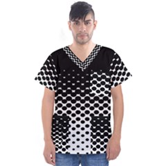 Gradient Circle Round Black Polka Men s V-Neck Scrub Top