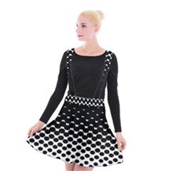 Gradient Circle Round Black Polka Suspender Skater Skirt