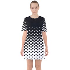 Gradient Circle Round Black Polka Sixties Short Sleeve Mini Dress