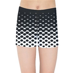 Gradient Circle Round Black Polka Kids Sports Shorts