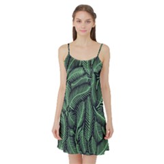 Coconut Leaves Summer Green Satin Night Slip by Mariart