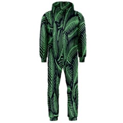 Coconut Leaves Summer Green Hooded Jumpsuit (men)  by Mariart