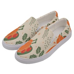 Happy Thanksgiving Chicken Bird Flower Floral Pumpkin Sunflower Men s Canvas Slip Ons by Mariart