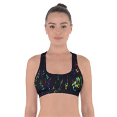 Colorful Music Notes Rainbow Cross Back Sports Bra by Mariart