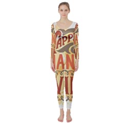 Happy Thanksgiving Sign Long Sleeve Catsuit by Mariart