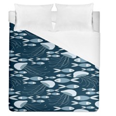 Jellyfish Fish Cartoon Sea Seaworld Duvet Cover (queen Size) by Mariart