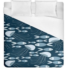 Jellyfish Fish Cartoon Sea Seaworld Duvet Cover (king Size) by Mariart